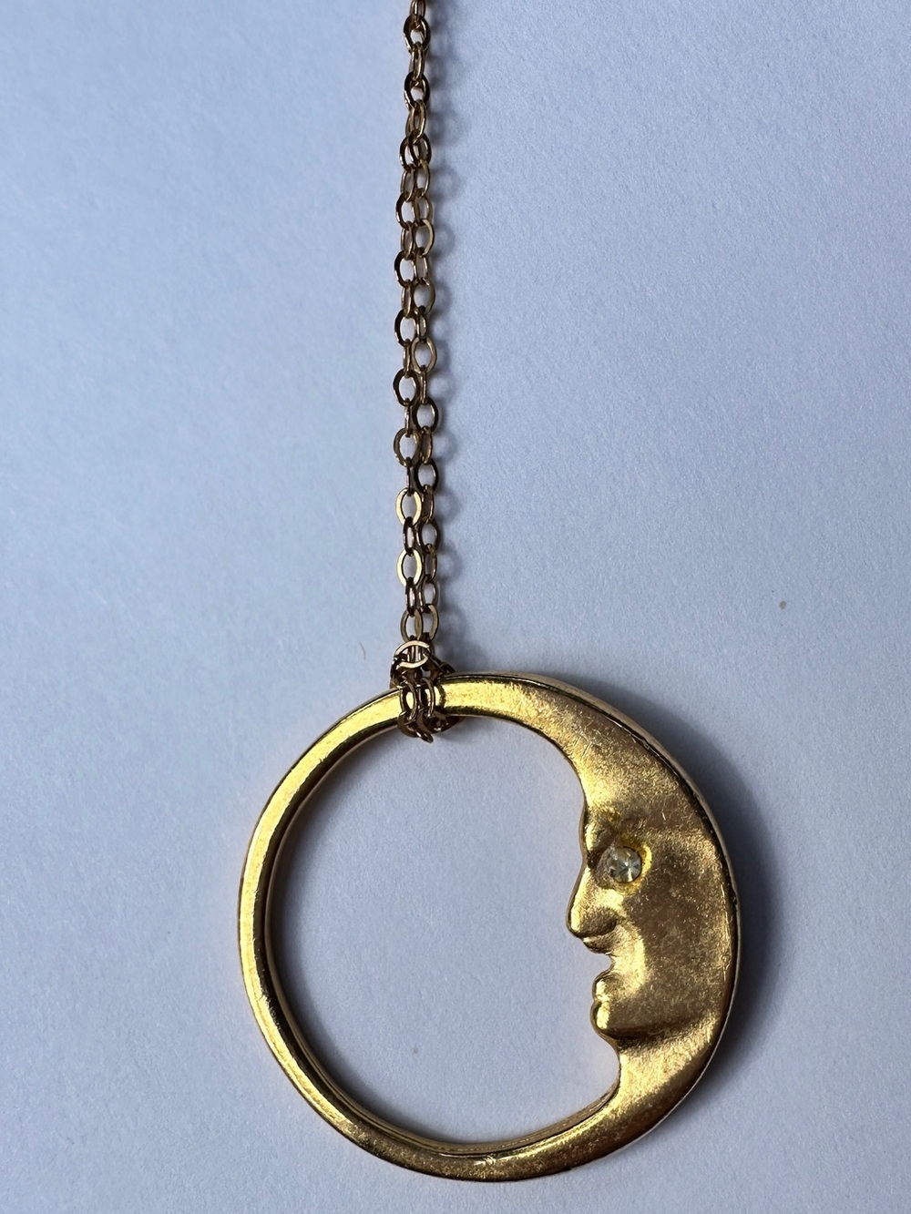 Gold Moon Face Pendant Necklace - Elegant Women's Jewelry